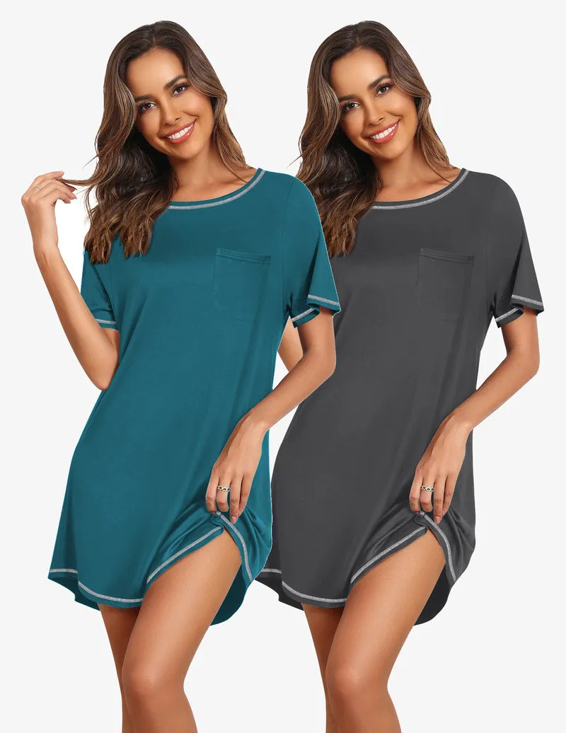 2 Pack Night Gowns Short Sleeve Sleepshirts sold by Ekouaer product image thumbnail 2