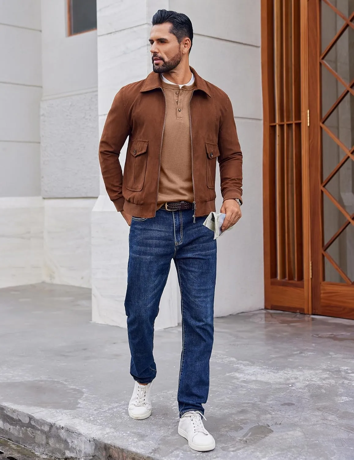 Mens Henley Long Sleeve Shirts Waffle T-Shirt sold by Ekouaer product image thumbnail 4