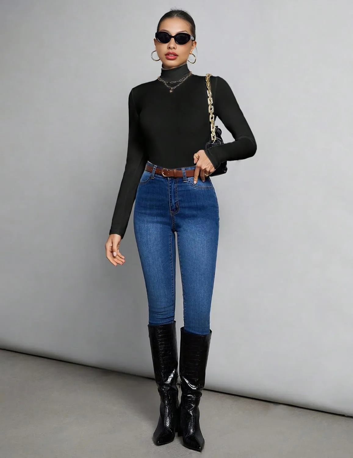 3 Pack Mock Turtleneck Tops Long Sleeve Shirts sold by Ekouaer product image thumbnail 5