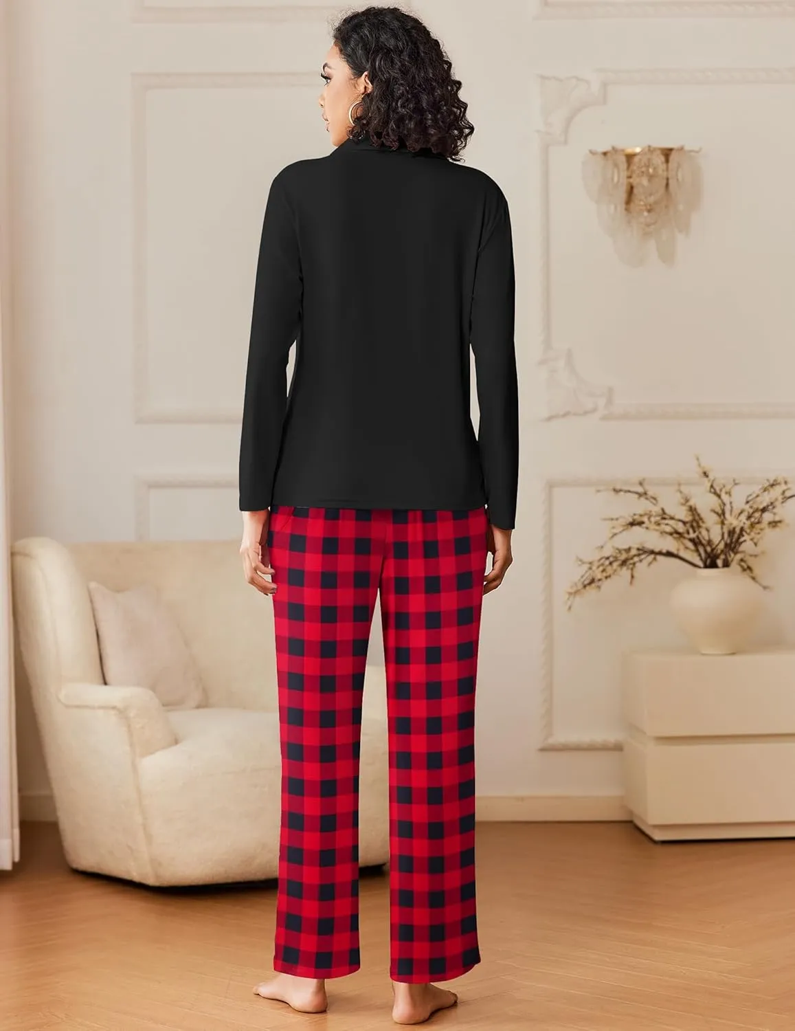 Pajamas Sets Button Down Long Sleeve Lounge Sets sold by Ekouaer product image thumbnail 2