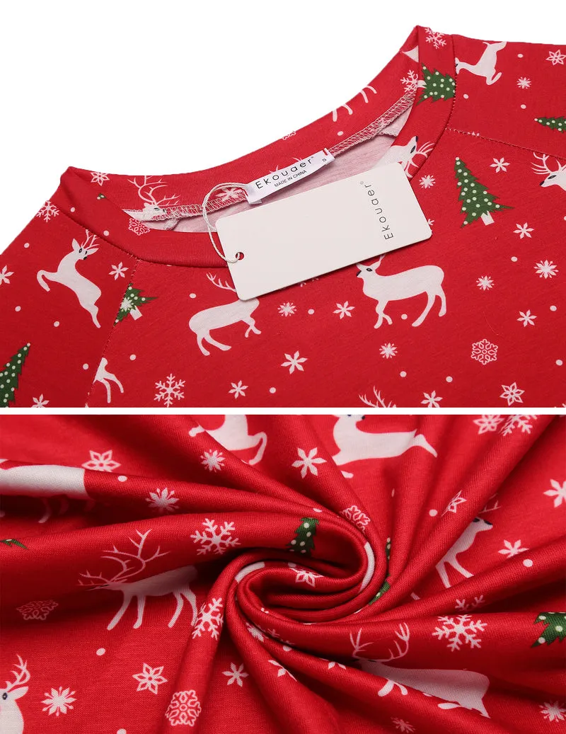 Print Tracksuit Long Sleeve Pajamas Set with Pockets sold by Ekouaer product image thumbnail 5