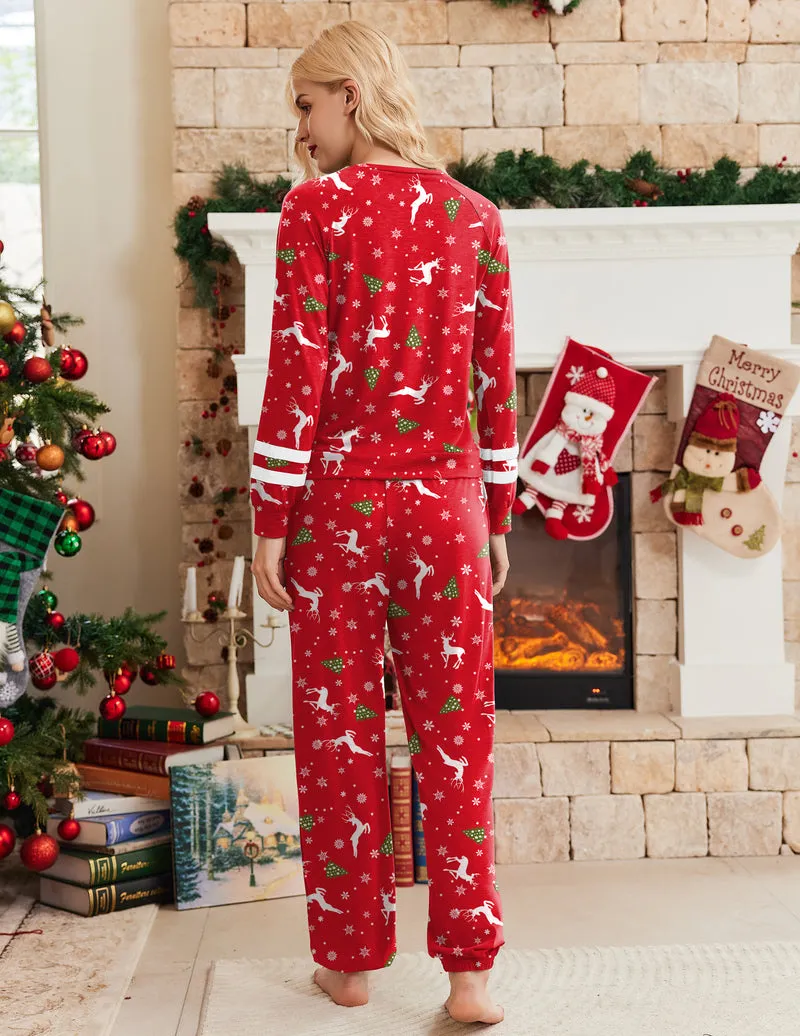 Print Tracksuit Long Sleeve Pajamas Set with Pockets sold by Ekouaer product image thumbnail 3