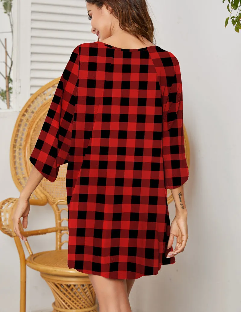 Deep V Neck Batwing Nightshirt Oversized Sleepwear sold by Ekouaer product image thumbnail 4