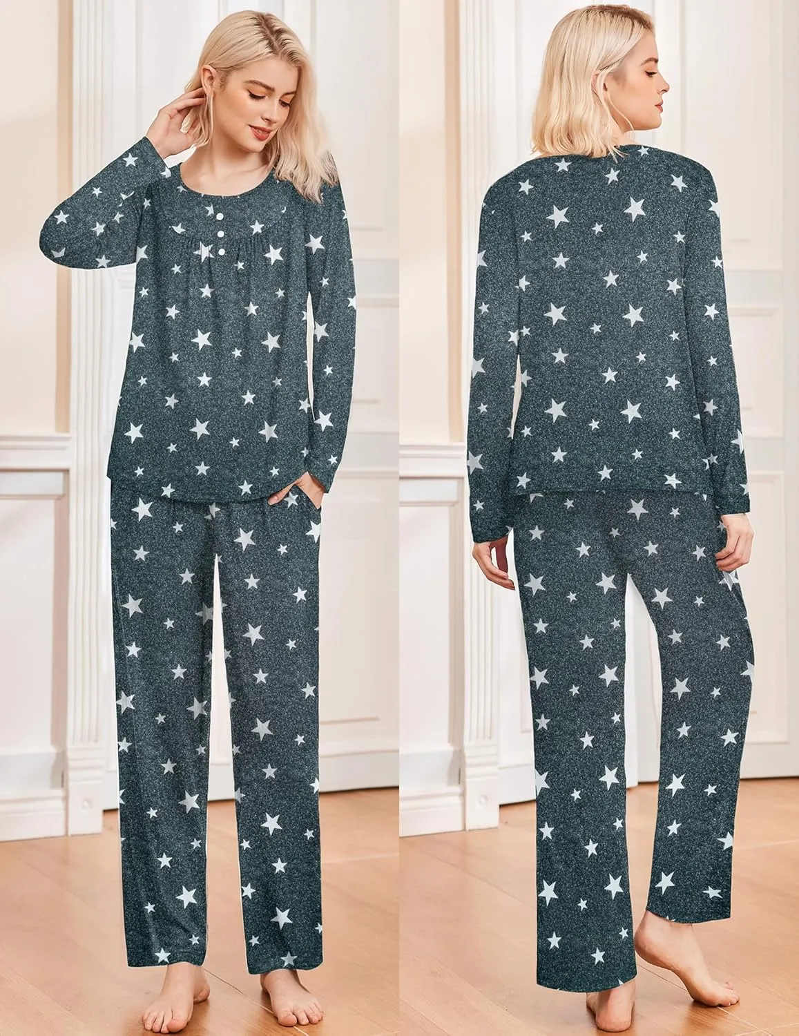Long Sleeve Top & Pants Pjs Comfy 2 Piece Lounge Set sold by Ekouaer product image thumbnail 5