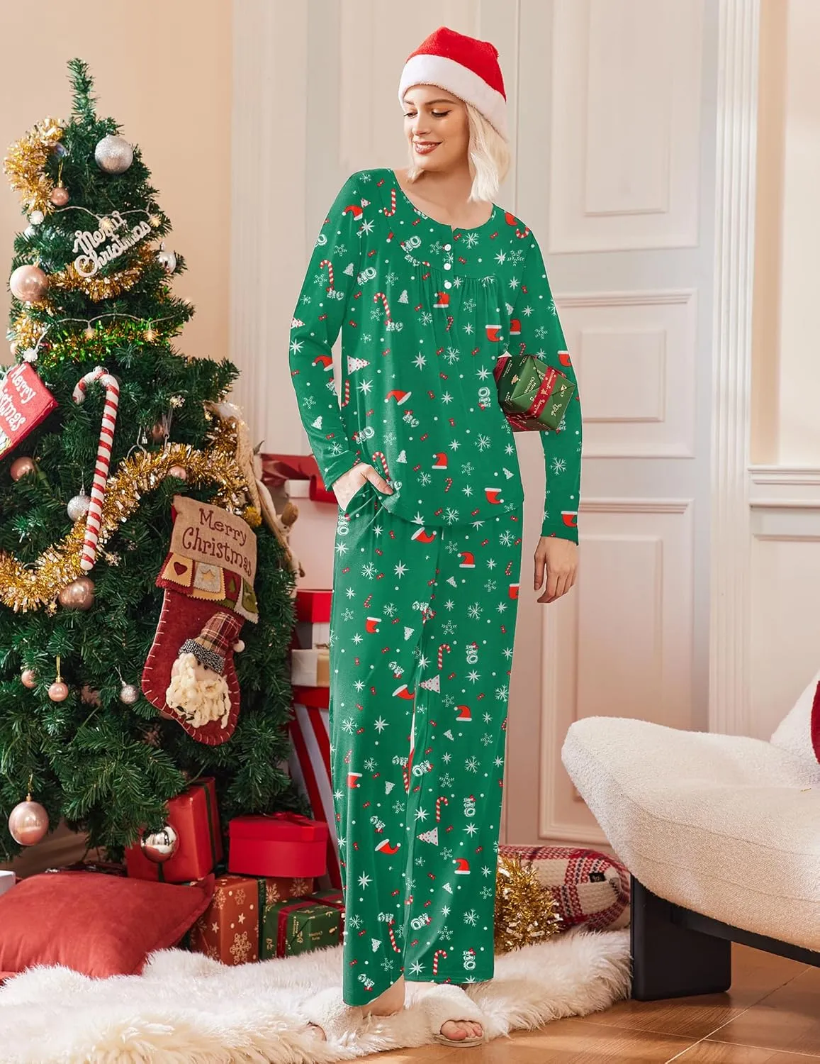 Long Sleeve Top & Pants Pjs Comfy 2 Piece Lounge Set sold by Ekouaer