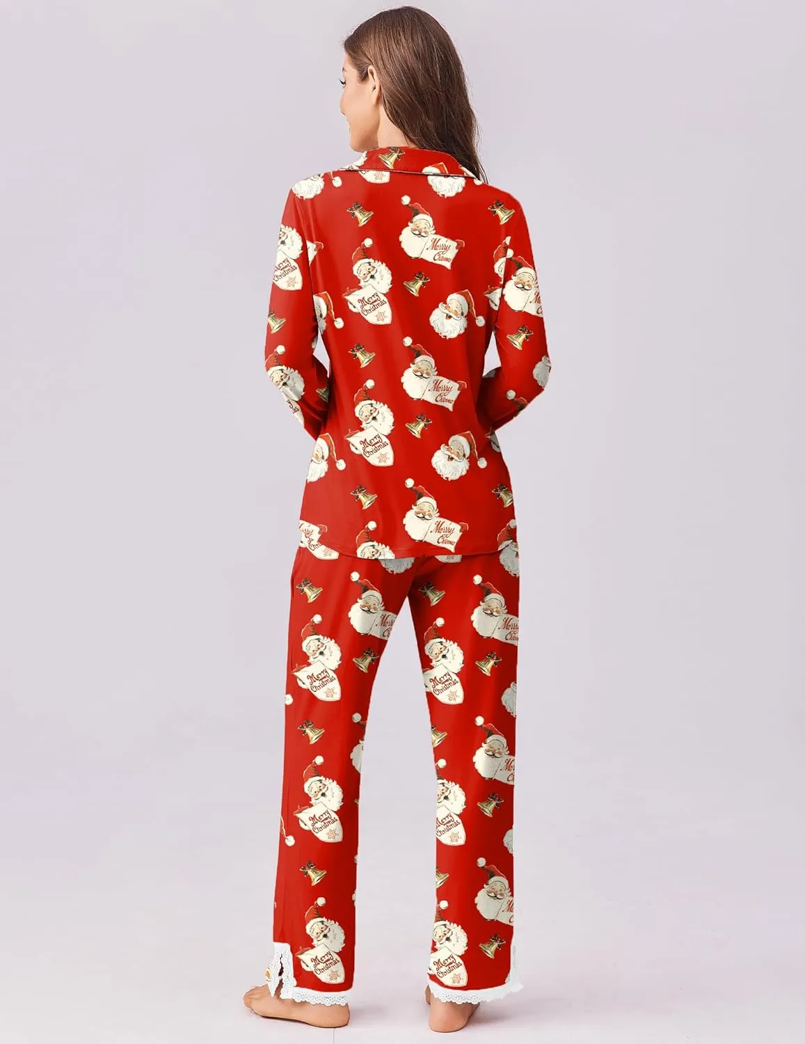 Pajamas Set Long Sleeve Button Down Lounge Set sold by Ekouaer product image thumbnail 3