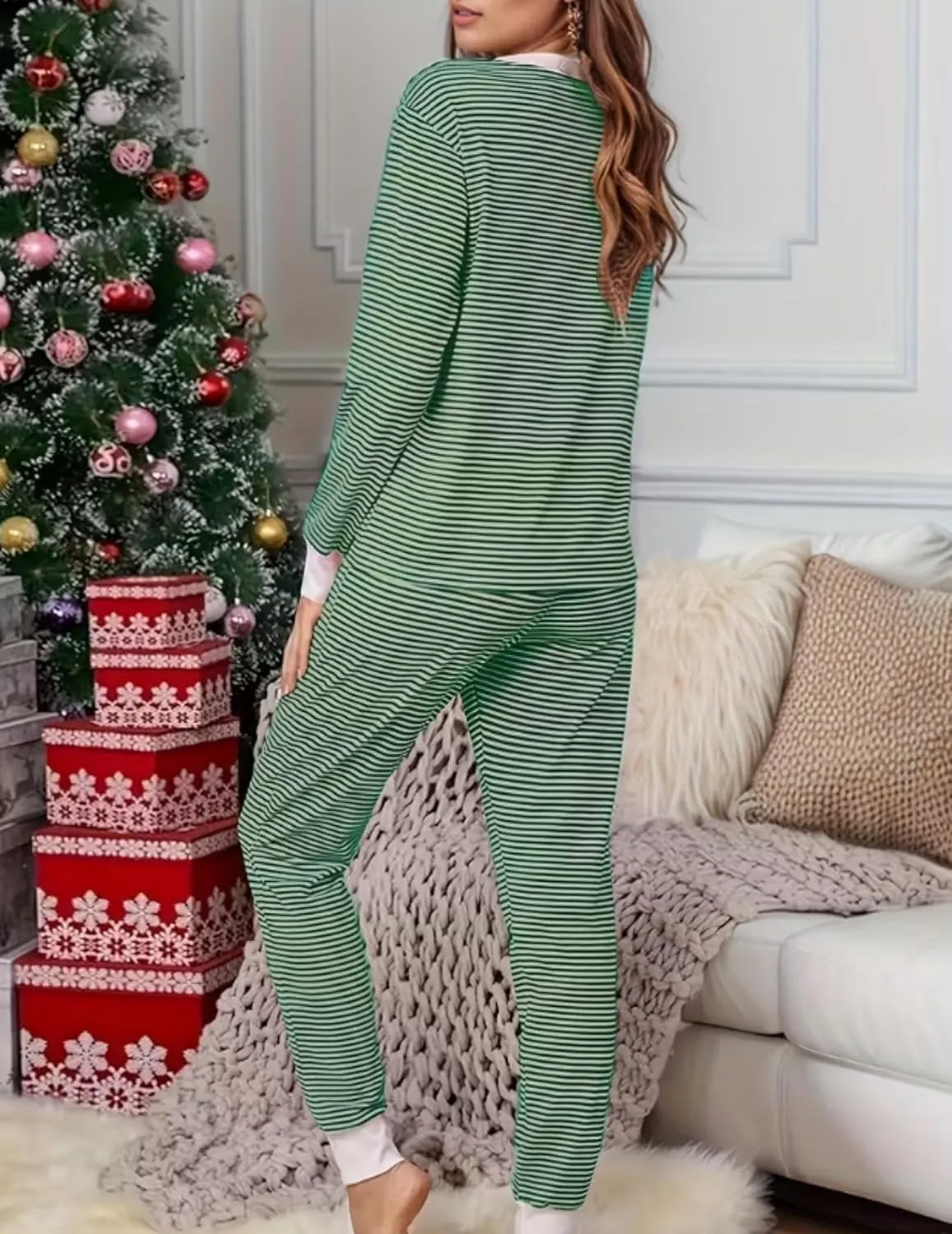 Jogger Pajama Sets Long Sleeve Top and Pants Lounge Sets sold by Ekouaer product image thumbnail 5