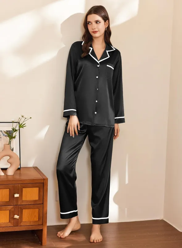 Satin Pajamas Set Pj 2 Piece Lounge Set sold by Ekouaer