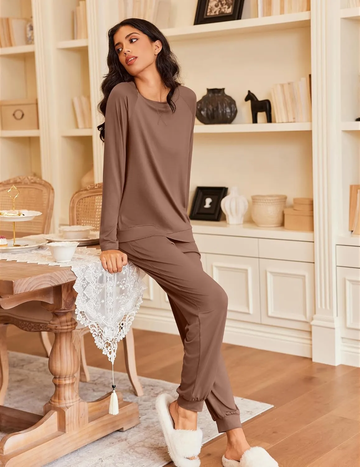 Long Sleeve Pj Set 2 Piece Soft Comfy Sleepwear sold by Ekouaer product image thumbnail 3