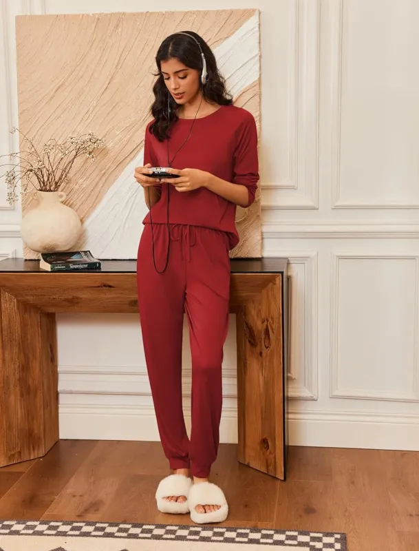Long Sleeve Pj Set 2 Piece Soft Comfy Sleepwear sold by Ekouaer