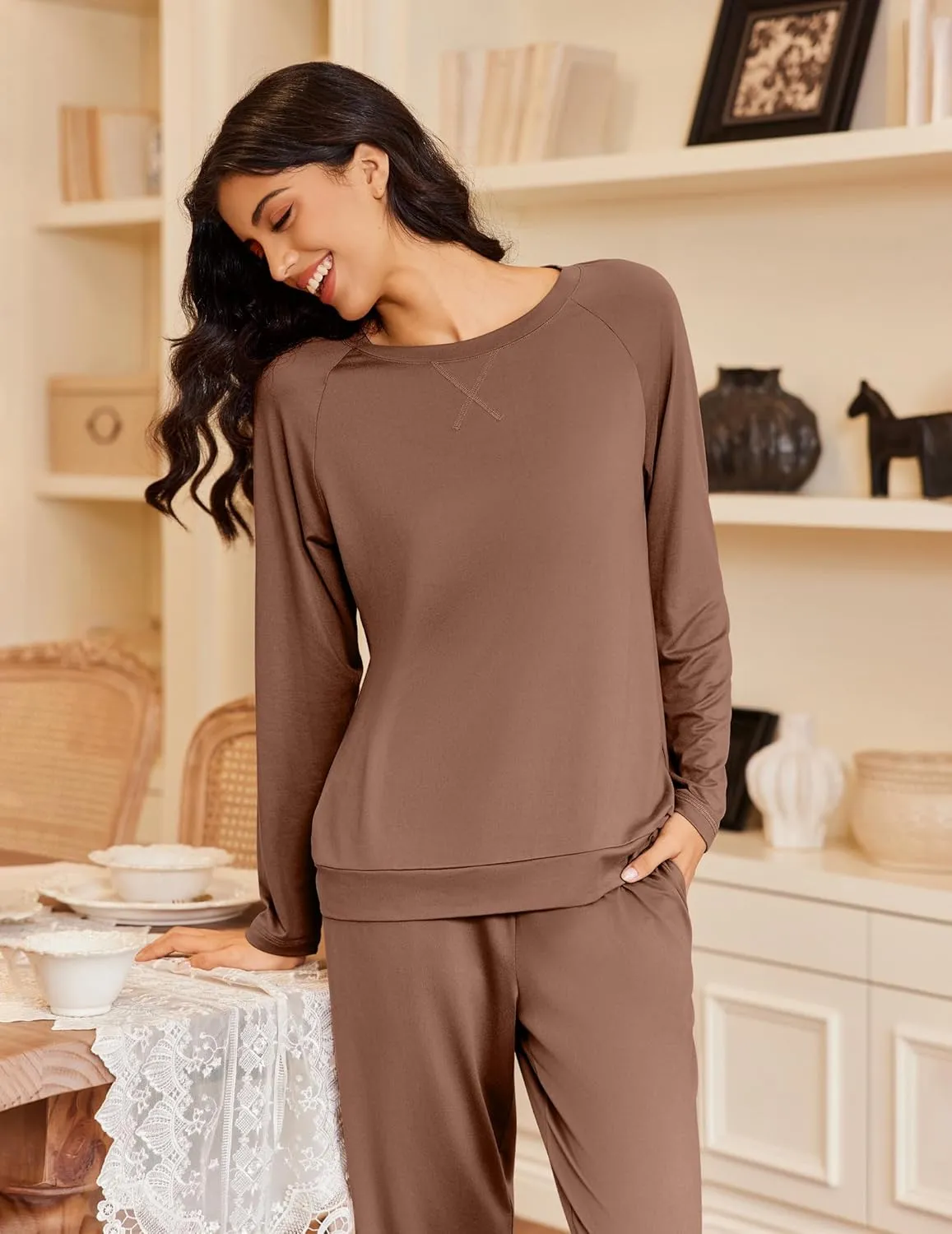 Long Sleeve Pj Set 2 Piece Soft Comfy Sleepwear sold by Ekouaer product image thumbnail 4
