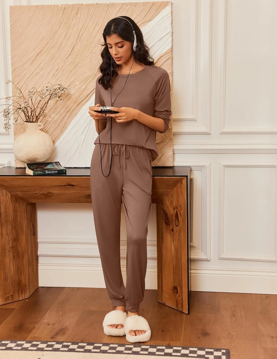 Long Sleeve Pj Set 2 Piece Soft Comfy Sleepwear sold by Ekouaer product image thumbnail 2