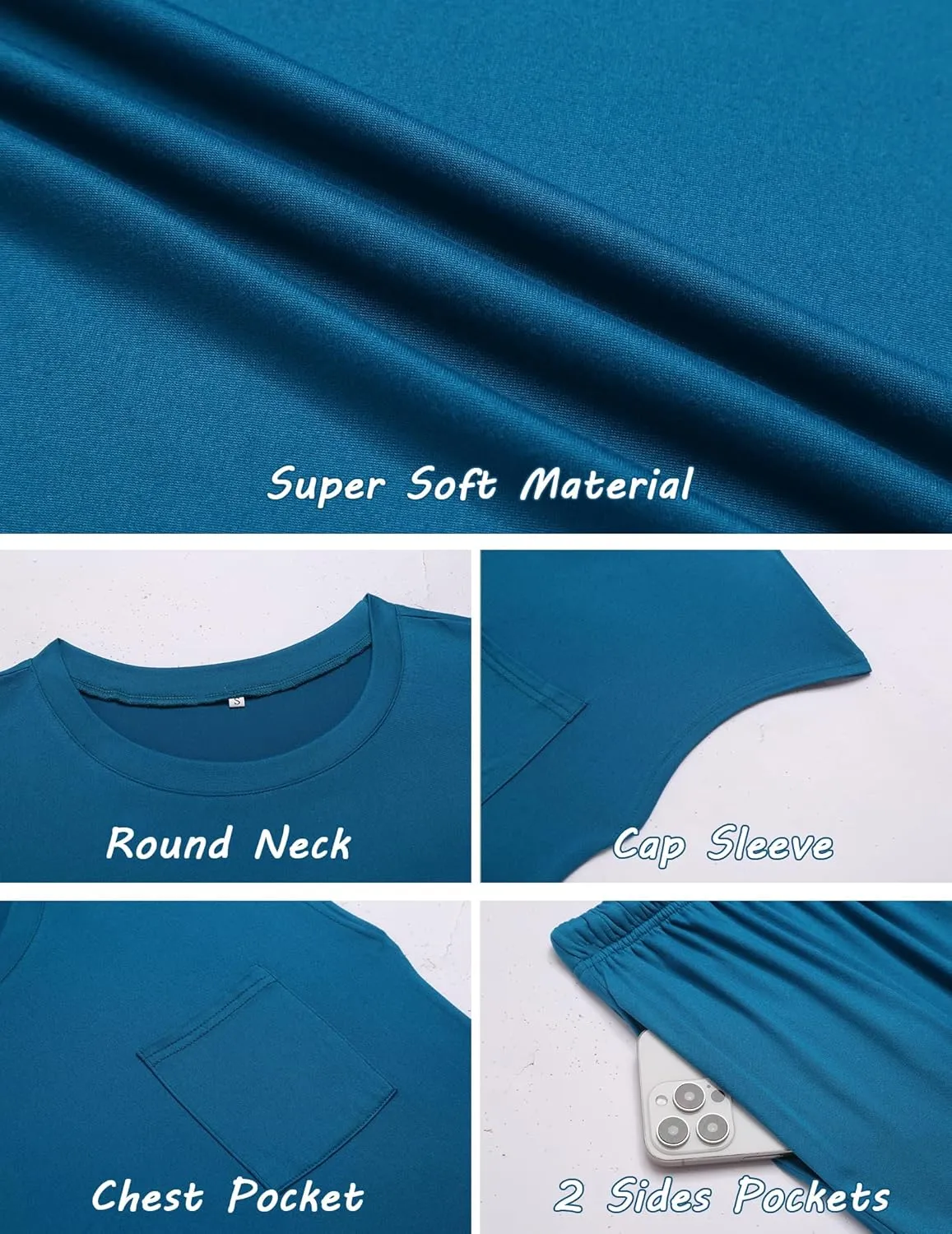 2 Packs Cap Sleeve Top and Pants Soft Comfy Pjs Set sold by Ekouaer product image thumbnail 2