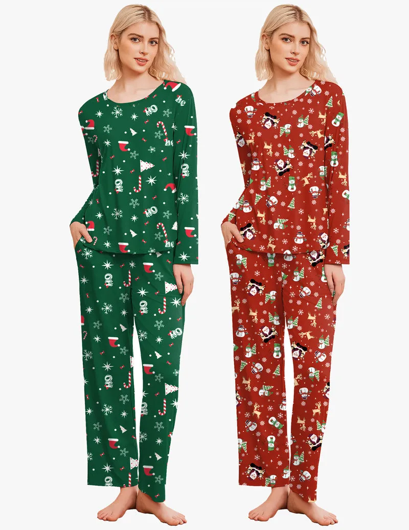 Ekouaer 2 Pack Pajama Sets Long Sleeve Soft Pjs Set sold by Ekouaer product image thumbnail 2