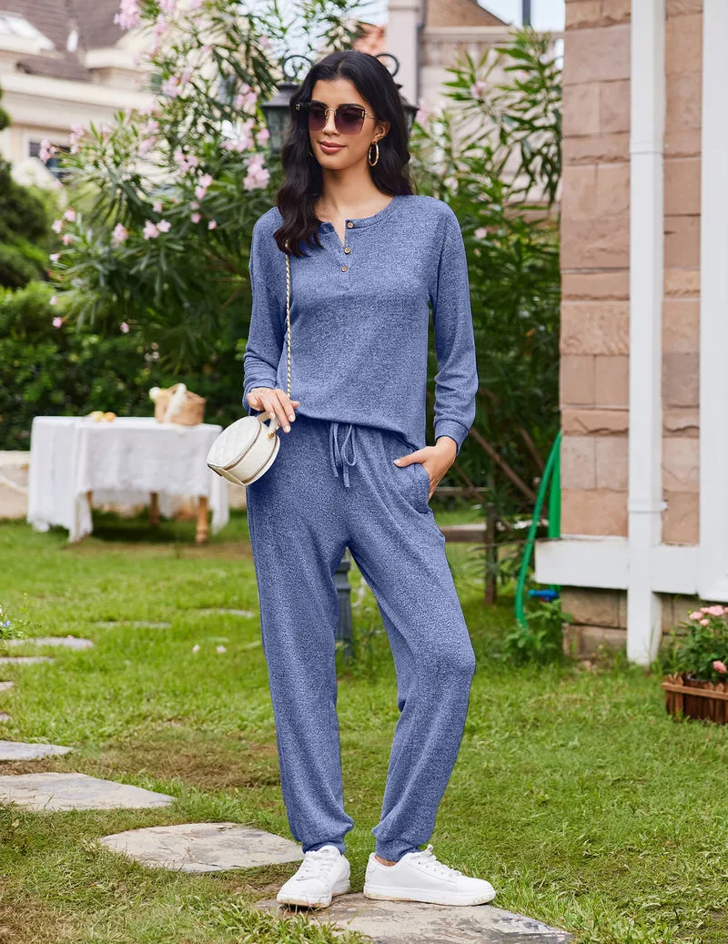 Pajama Sets Long Sleeve Lounge Set 2 Piece Pj Sets sold by Ekouaer