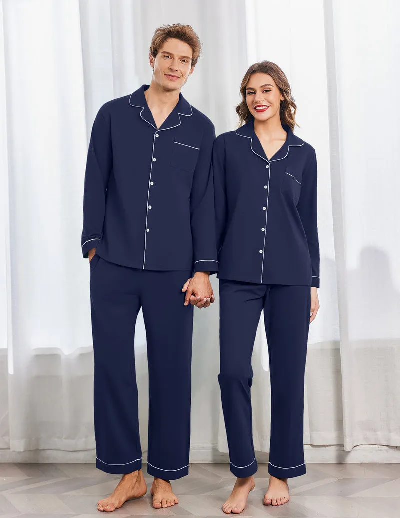 100% Cotton Couple Matching Pajamas Loungewear Pjs Set sold by Ekouaer product image thumbnail 5