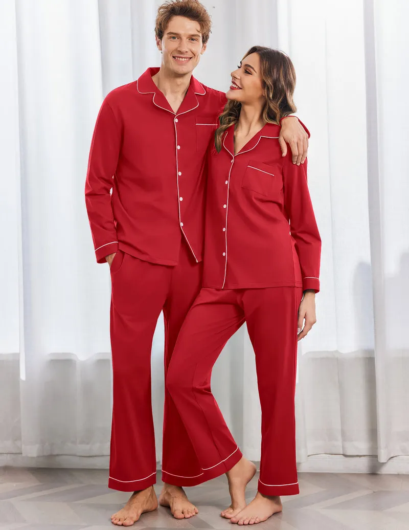 100% Cotton Couple Matching Pajamas Loungewear Pjs Set sold by Ekouaer