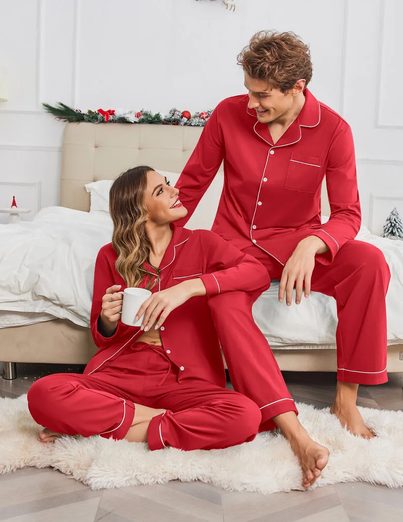 100% Cotton Couple Matching Pajamas Loungewear Pjs Set sold by Ekouaer product image thumbnail 3
