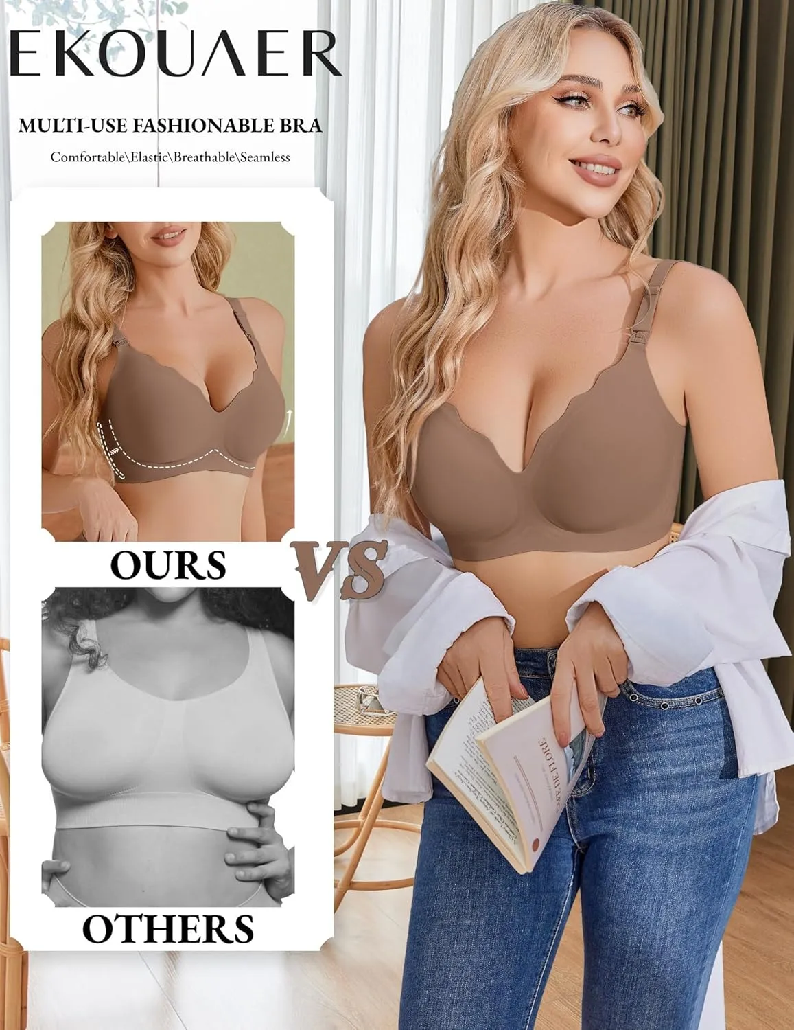 Nursing Bra Wavy Breastfeeding Bras sold by Ekouaer product image thumbnail 4