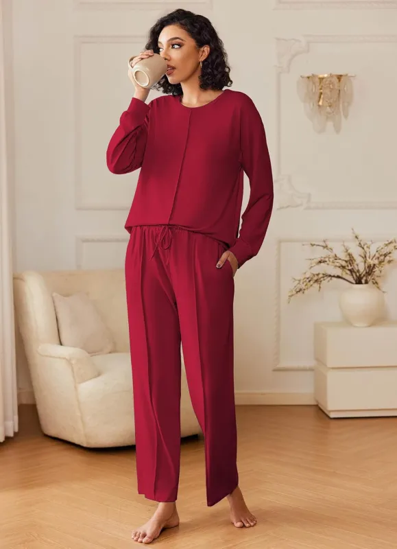 2 Piece Lounge Sets Cozy Pjs Loungewear with Pockets sold by Ekouaer