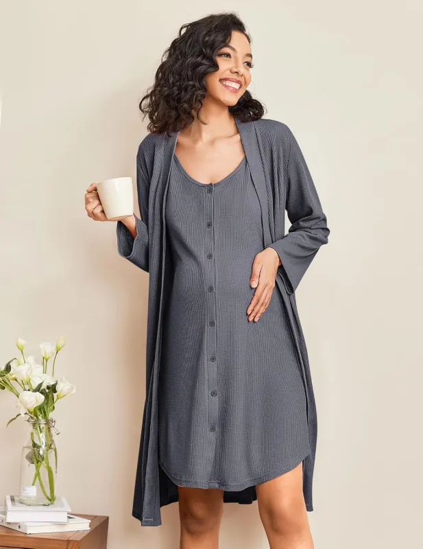 Maternity Nursing Gown and Robe Set sold by Ekouaer
