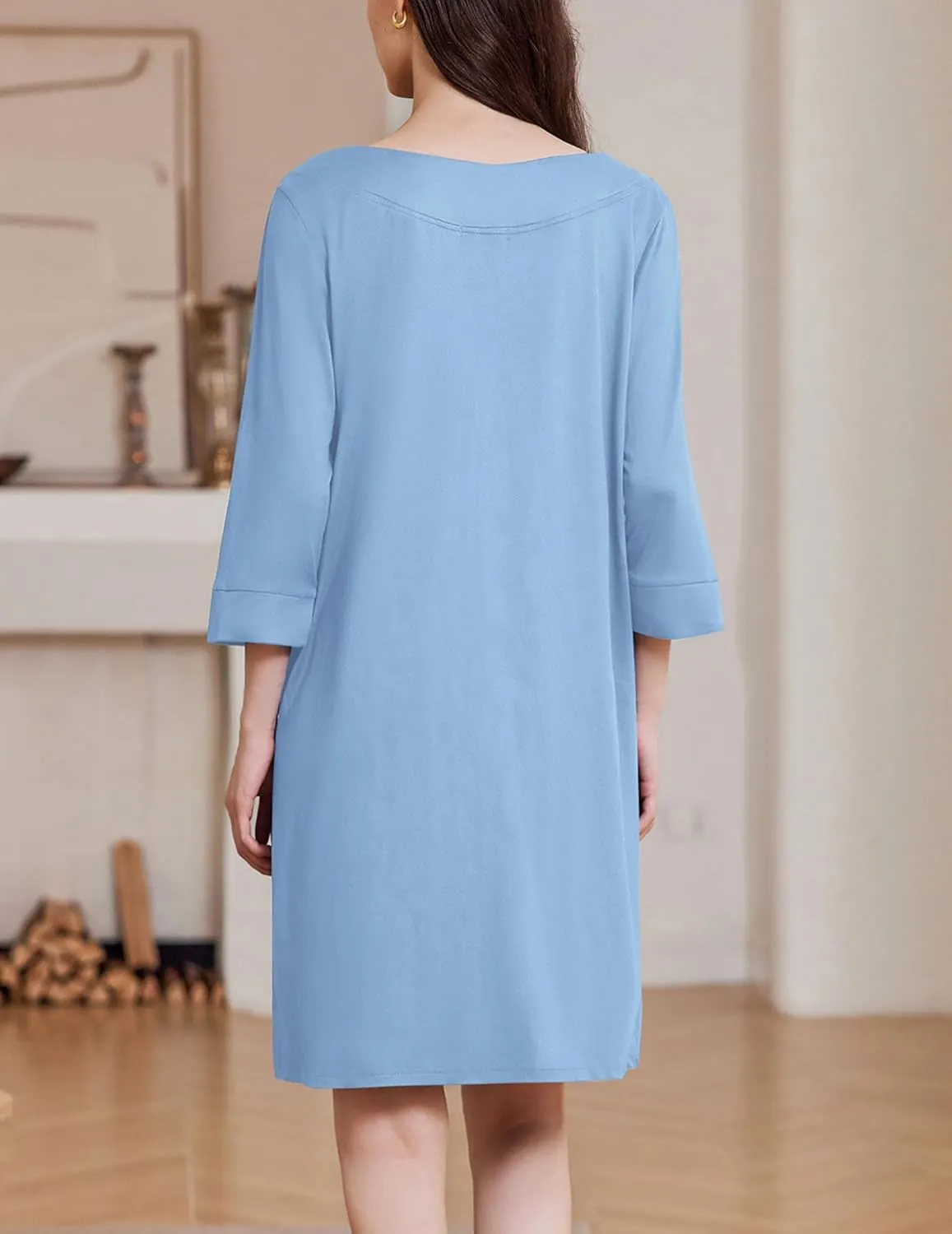 Zipper Robes 3/4 Sleeves Soft Nightgowns sold by Ekouaer product image thumbnail 3