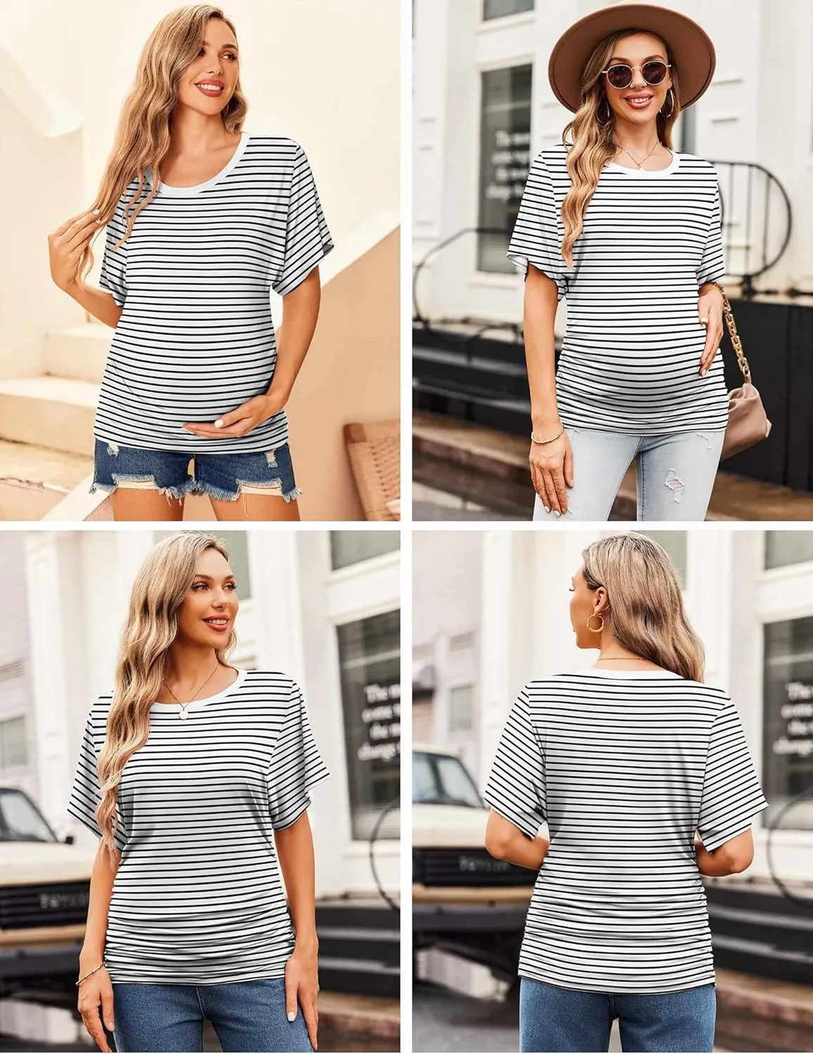 Maternity Shirts 3 Packs Dolman Sleeve Side Ruched Tops sold by Ekouaer product image thumbnail 5
