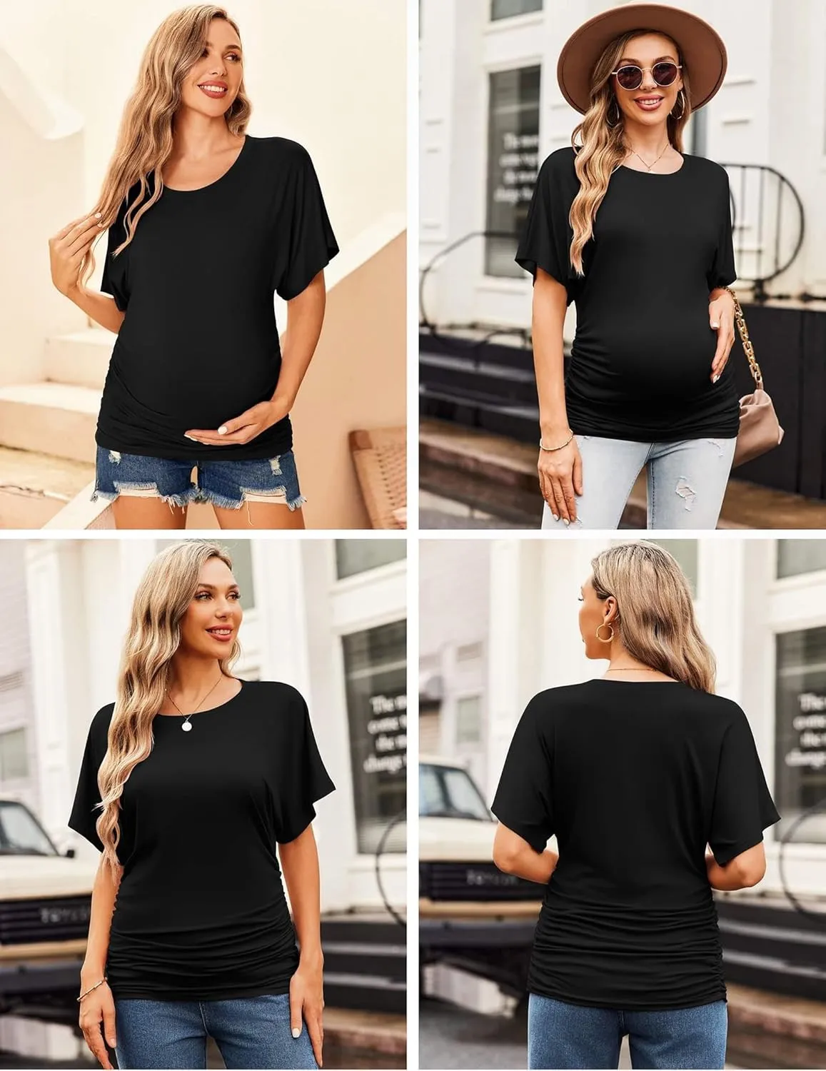 Maternity Shirts 3 Packs Dolman Sleeve Side Ruched Tops sold by Ekouaer product image thumbnail 3