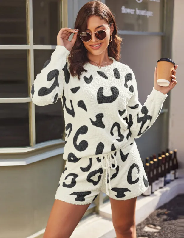 Fuzzy Fleece Pajamas 2 Piece Warm Soft Lounge Set sold by Ekouaer