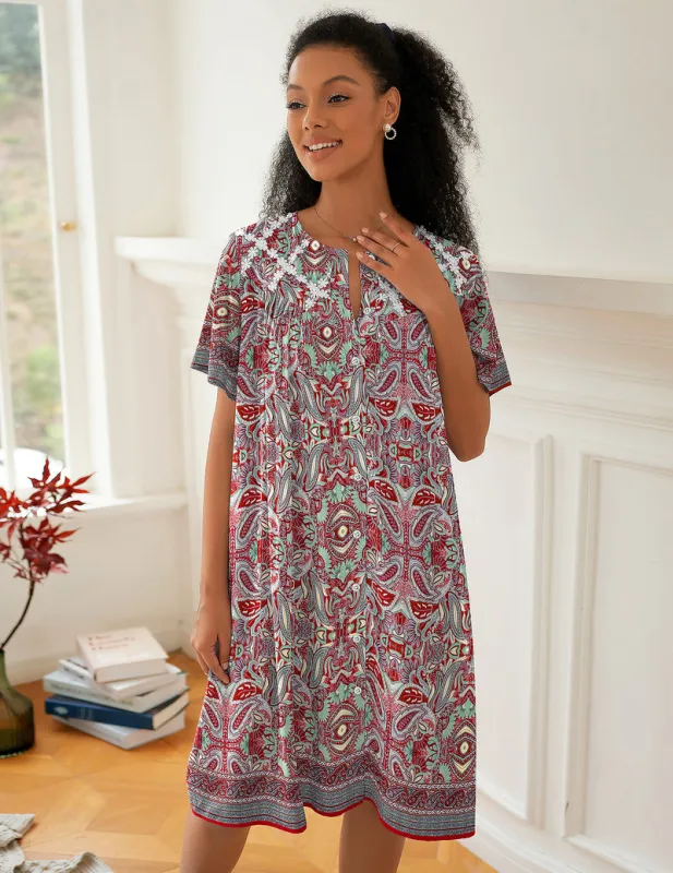 Button Down Nightgown Housecoat with pockets sold by Ekouaer