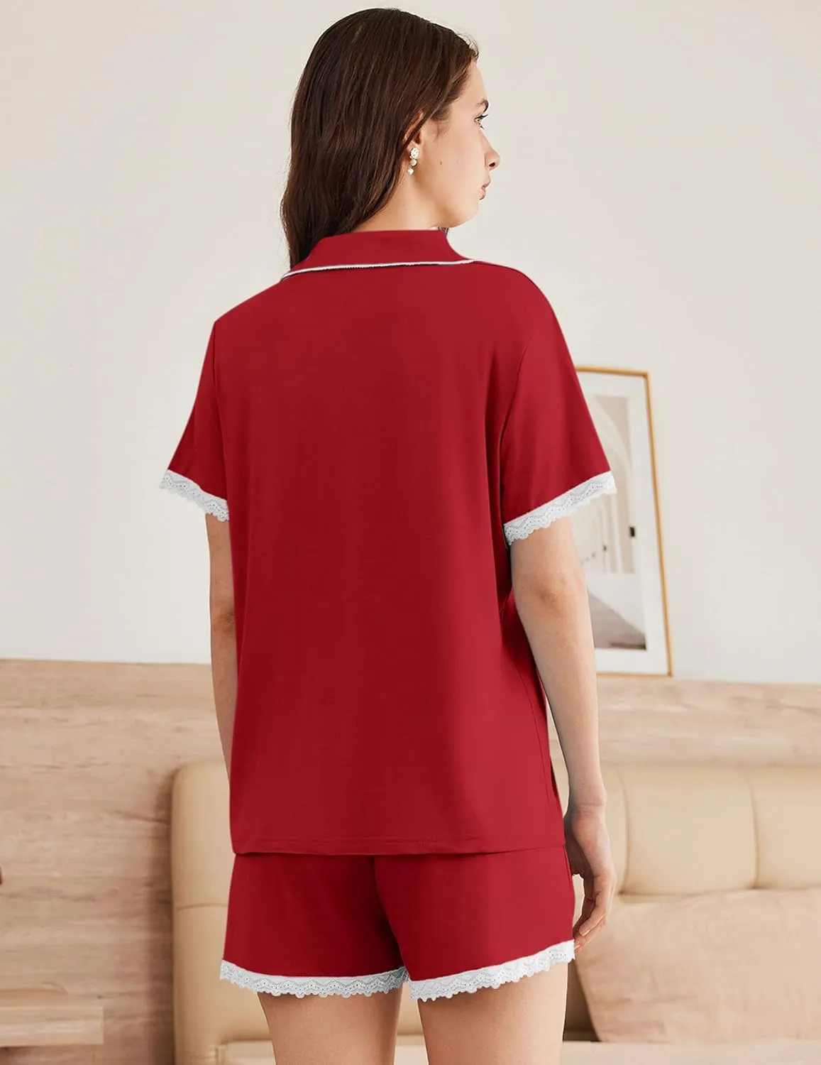 Pajamas Set Soft Button Down Lounge Set sold by Ekouaer product image thumbnail 5