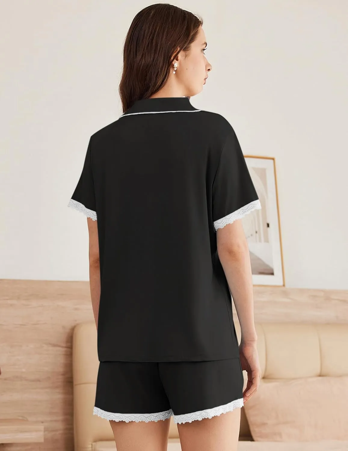 Pajamas Set Soft Button Down Lounge Set sold by Ekouaer product image thumbnail 2