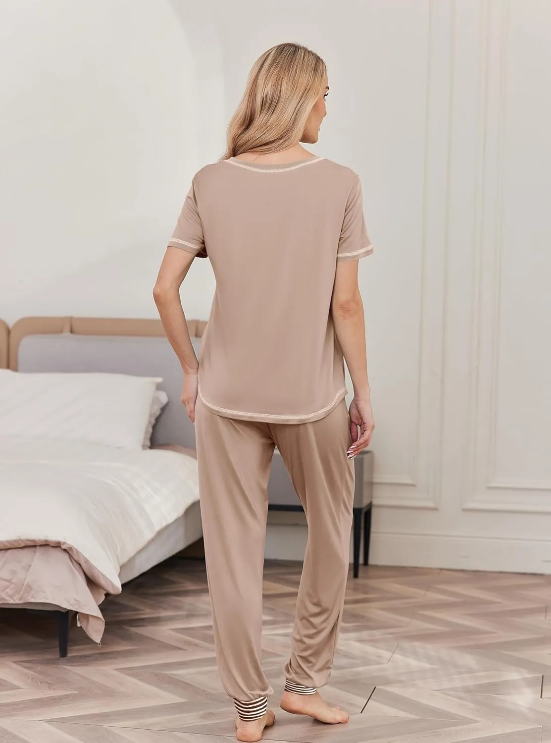 Pajama Sets Short Sleeve Pjs Sets 2 Piece Sleepwear sold by Ekouaer product image thumbnail 4