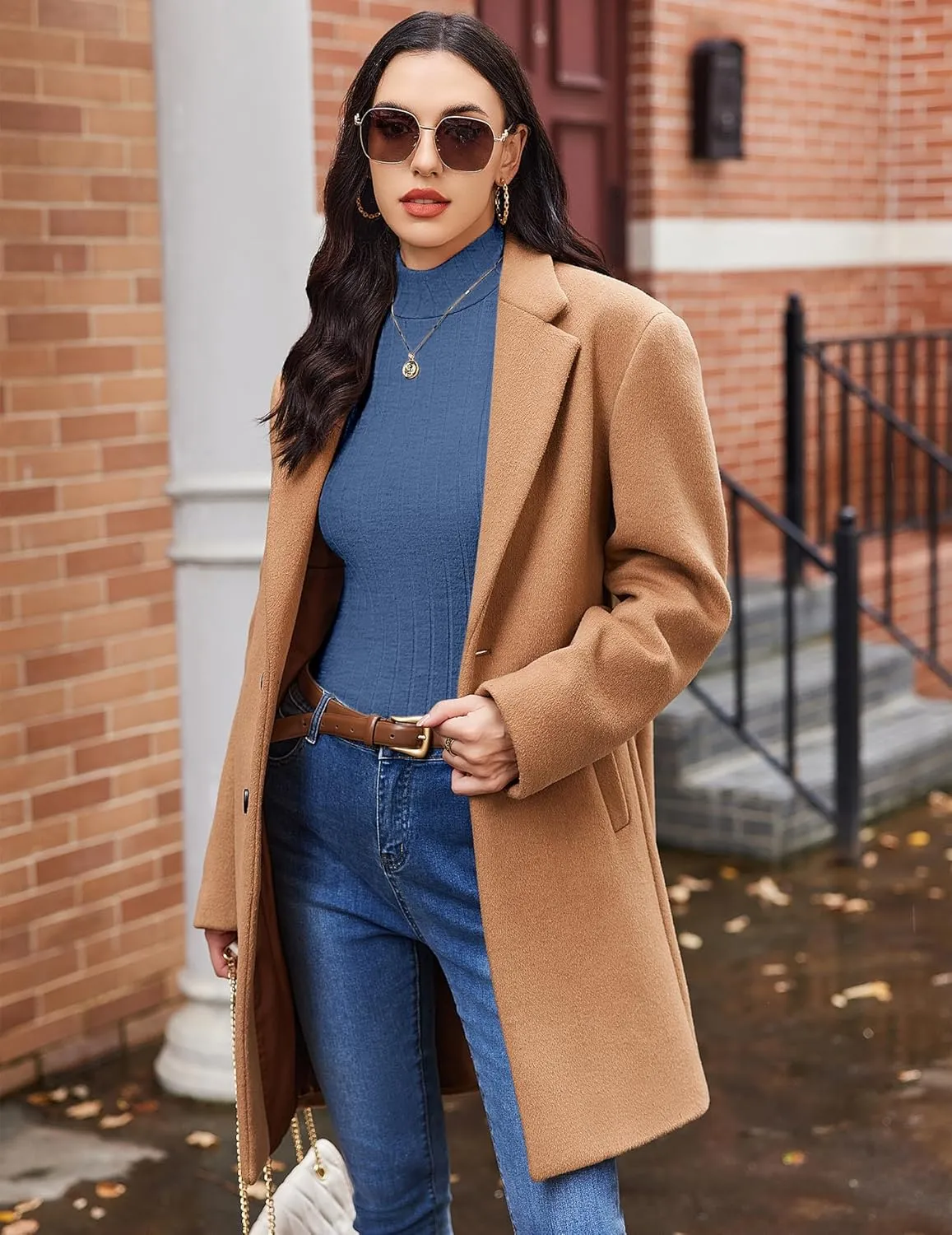 Mock Turtleneck Long Sleeve Shirts Ribbed Tops sold by Ekouaer product image thumbnail 4