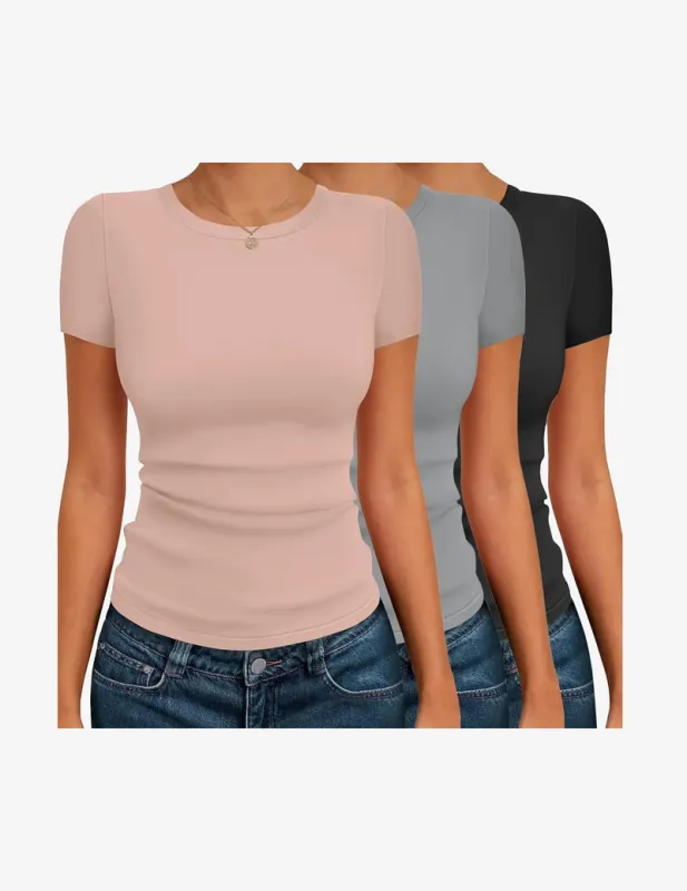 Basic Tee Shirts 3 Pack Short Sleeve Thermal Tops made by Ekouaer