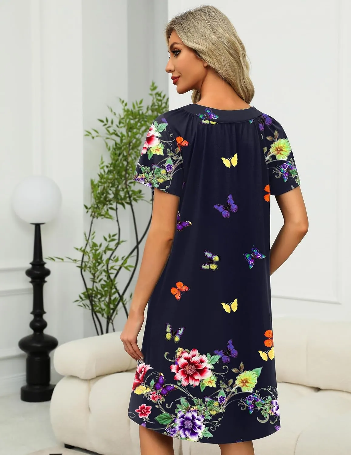 Robe Zipper Front Mumu Duster Robes Zip Up Housecoat sold by Ekouaer product image thumbnail 4