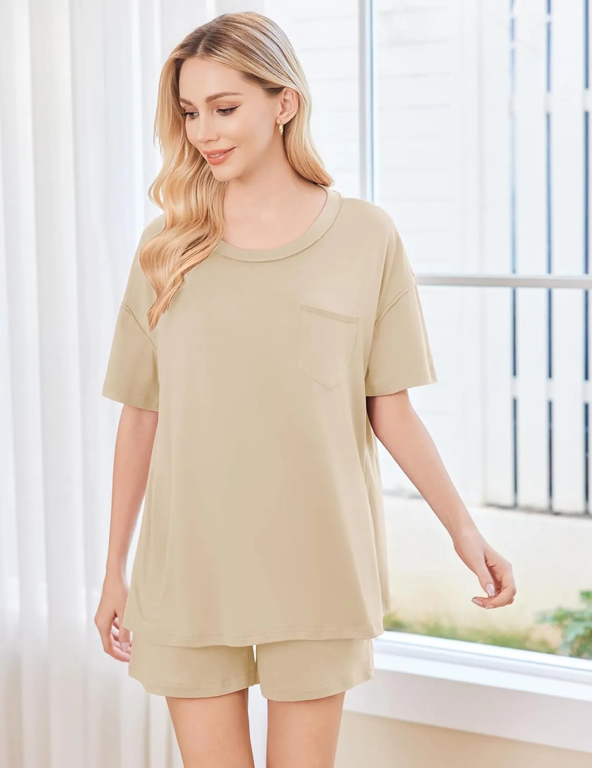 2 Piece Pajama Sets Short Sleeve Lounge Sets sold by Ekouaer