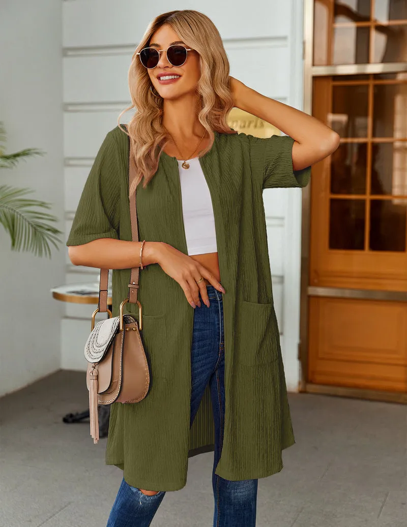 Zipper Robes Knit Short Bathrobe sold by Ekouaer product image thumbnail 4