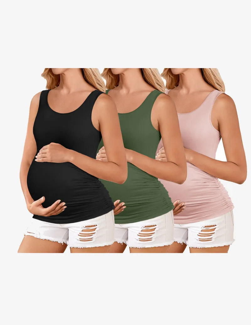 Ekouaer 3 Pack Maternity Tank Tops Ruch Side Basic Shirts sold by Ekouaer product image thumbnail 2