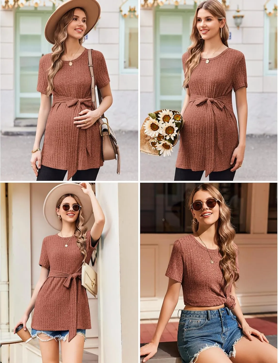 Ekouaer Maternity Tops Short Sleeve Pregnancy Shirts sold by Ekouaer product image thumbnail 4