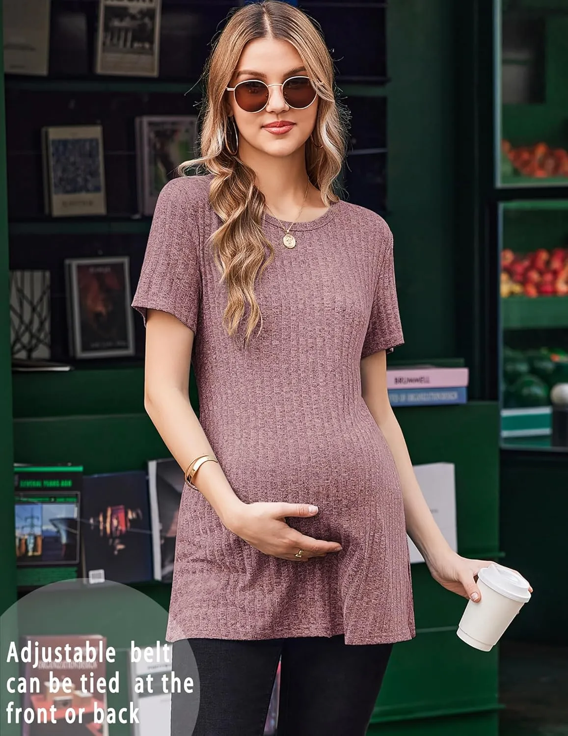 Ekouaer Maternity Tops Short Sleeve Pregnancy Shirts sold by Ekouaer product image thumbnail 2