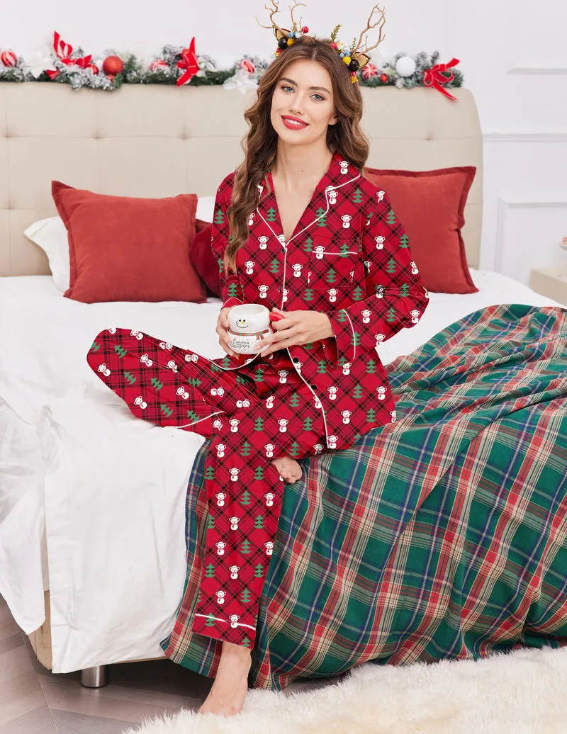 Christmas Teddy Satin Pajama Set Silky Pj Sets sold by Ekouaer product image thumbnail 3