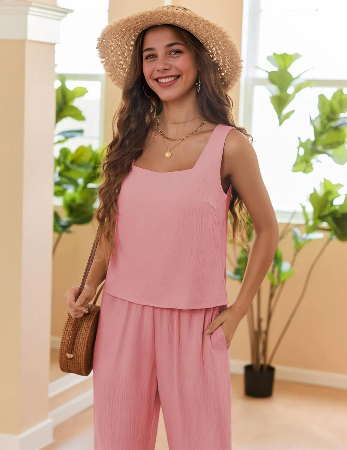 Ekouear 2 Piece Outfits Sleeveless Top Capri Pants Lounge Set sold by Ekouaer product image thumbnail 2