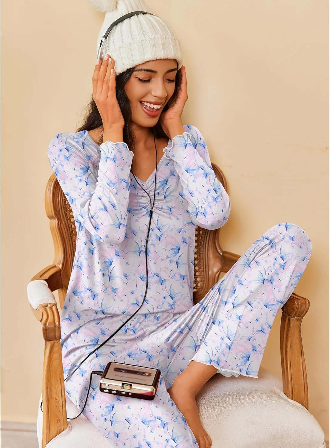 Ekouaer 2 Pack Pajama Set Long Sleeve Pajamas Set sold by Ekouaer product image thumbnail 4