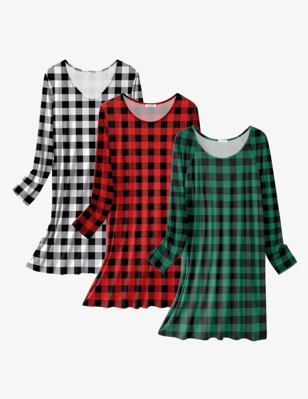 Ekouaer 3 Pack Nightgowns Long Sleeve Sleep Shirts made by Ekouaer