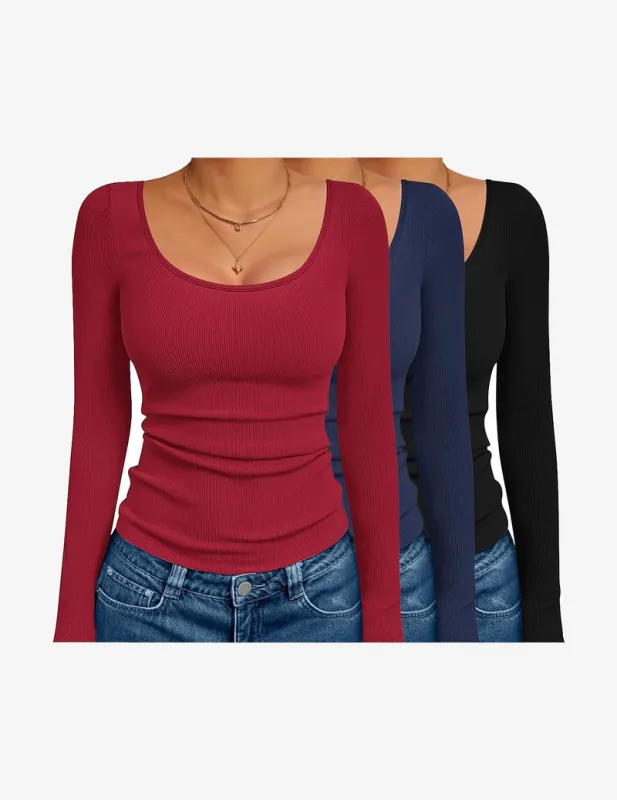 Ekouaer 3 Pack Long Sleeve Shirts Ribbed Thermal Tops made by Ekouaer