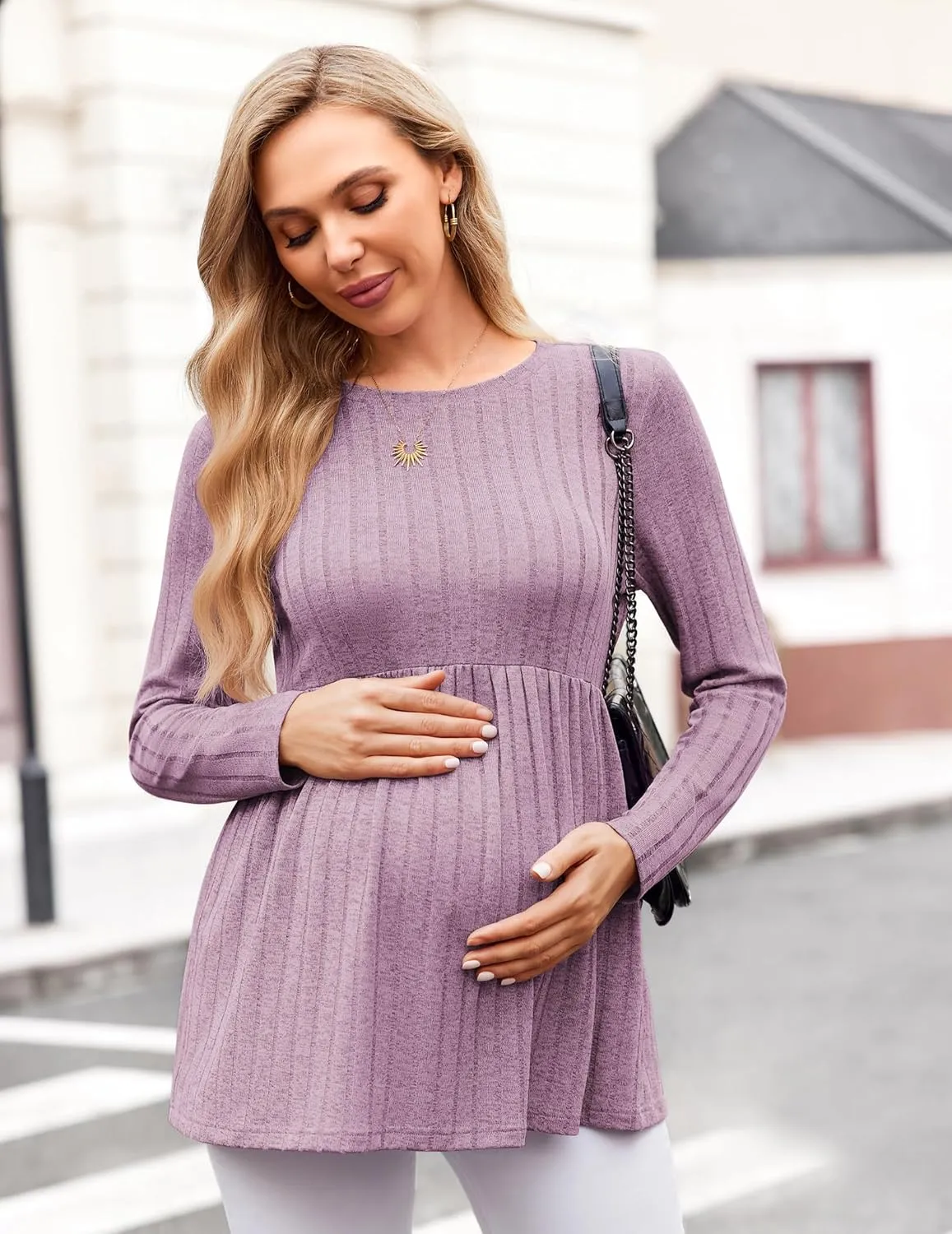 Ekouaer Maternity Tops Long Sleeve Tunic Blouses sold by Ekouaer product image thumbnail 3