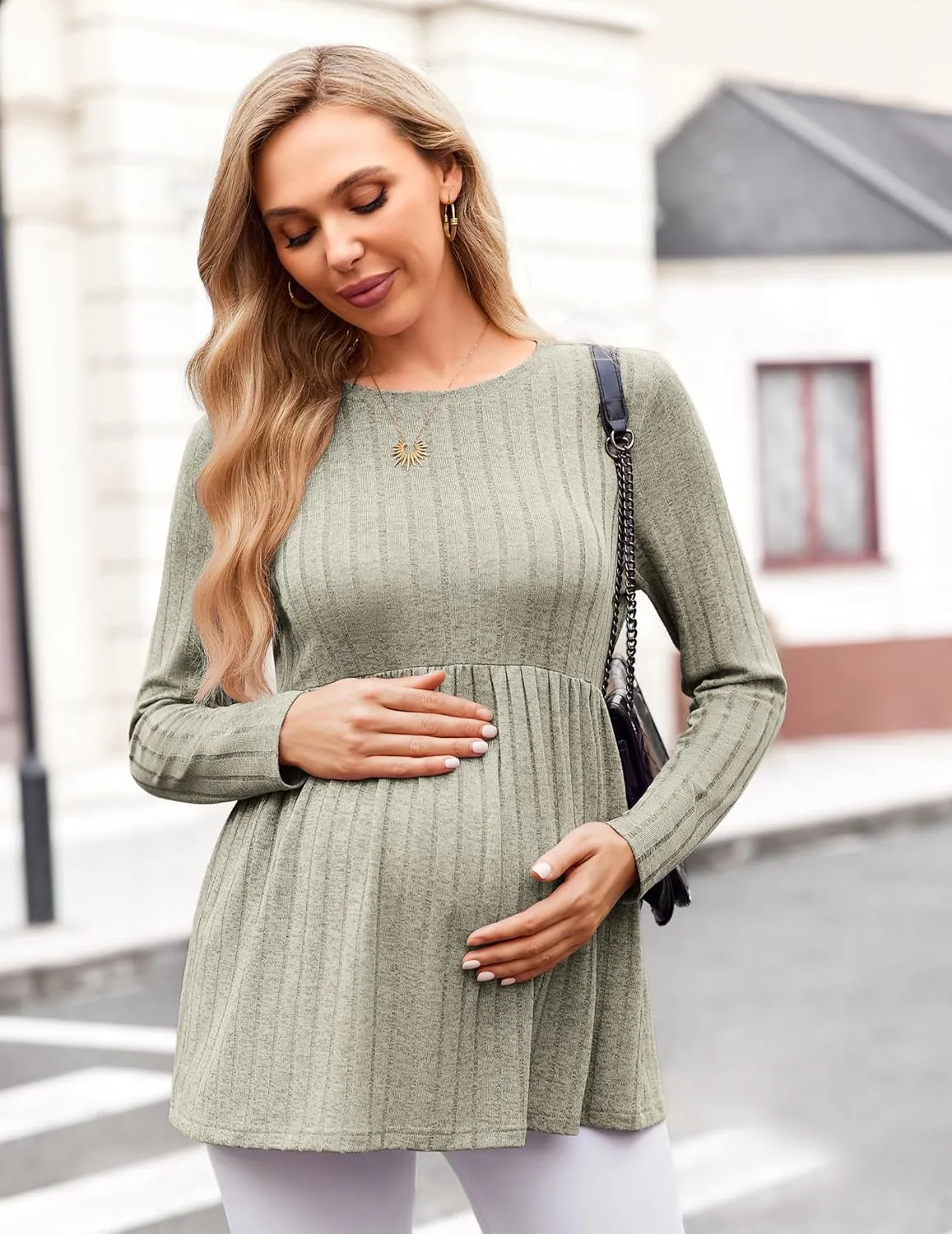 Ekouaer Maternity Tops Long Sleeve Tunic Blouses sold by Ekouaer