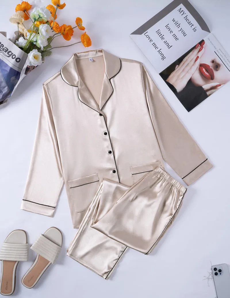 Ekouaer Pajama Sets Satin Silk Pjs Button Down Soft Lounge Sets sold by Ekouaer product image thumbnail 4