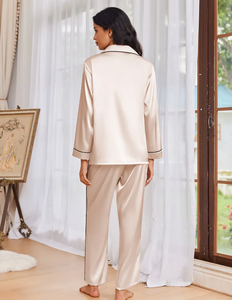 Ekouaer Pajama Sets Satin Silk Pjs Button Down Soft Lounge Sets sold by Ekouaer product image thumbnail 3